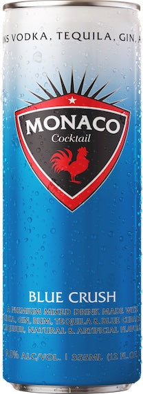 Drink mixing made easy with Monaco Cocktails. Our Blue Crush canned cocktail features vodka, gin, rum, and tequila.